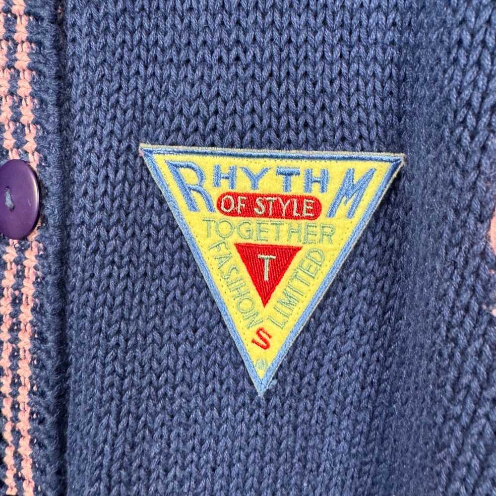 Vintage Together Hand Knit 80s Cardigan Women's Size XL Missy Embroidered Patch - Picture 9 of 14